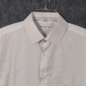 Christian Aujard Shirt Mens 16-16.5 32/33 White Fitted Performance Stretch Dress